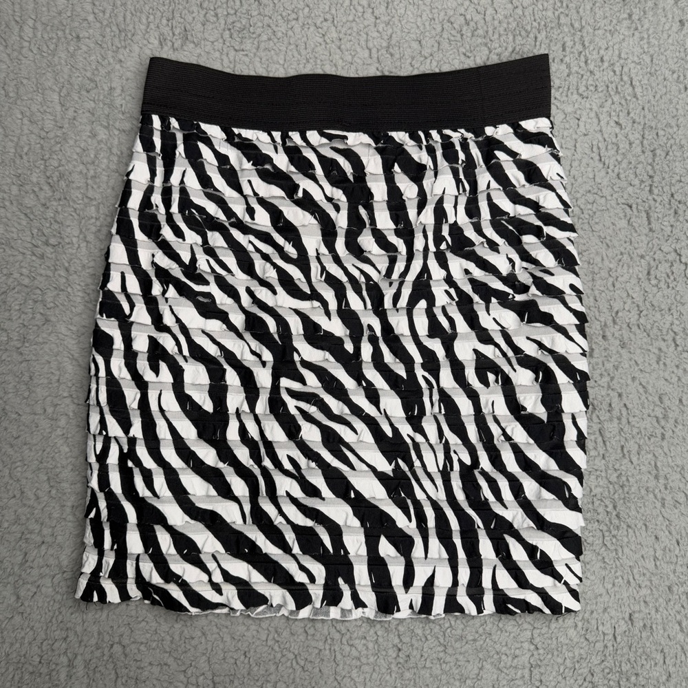 L8teR zebra print mini skirt black white ruched textured size M Y2K going out - Picture 5 of 7